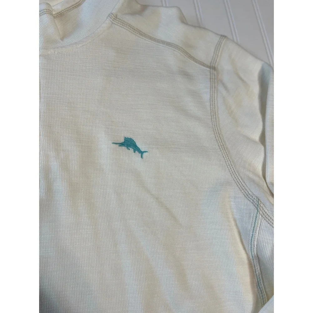 Tommy Bahama Tobago Bay Half Zip Pullover Mens XL Coconut Off White Sweatshirt